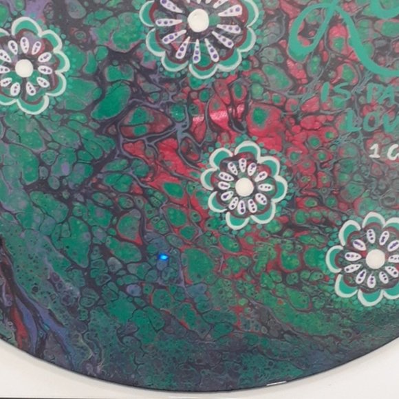 Hand Crafted Painted Vinyl Record Recycled Repurposed Wall Art Essential Love - Picture 4 of 6